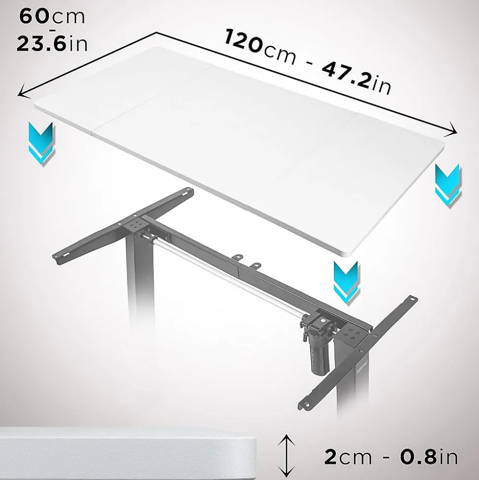 TT120 WE Plateau pour Bureau Assis Debout de 120 x 60 x 2 cm Compatible avec la plupart des Structures assis debout Duronic