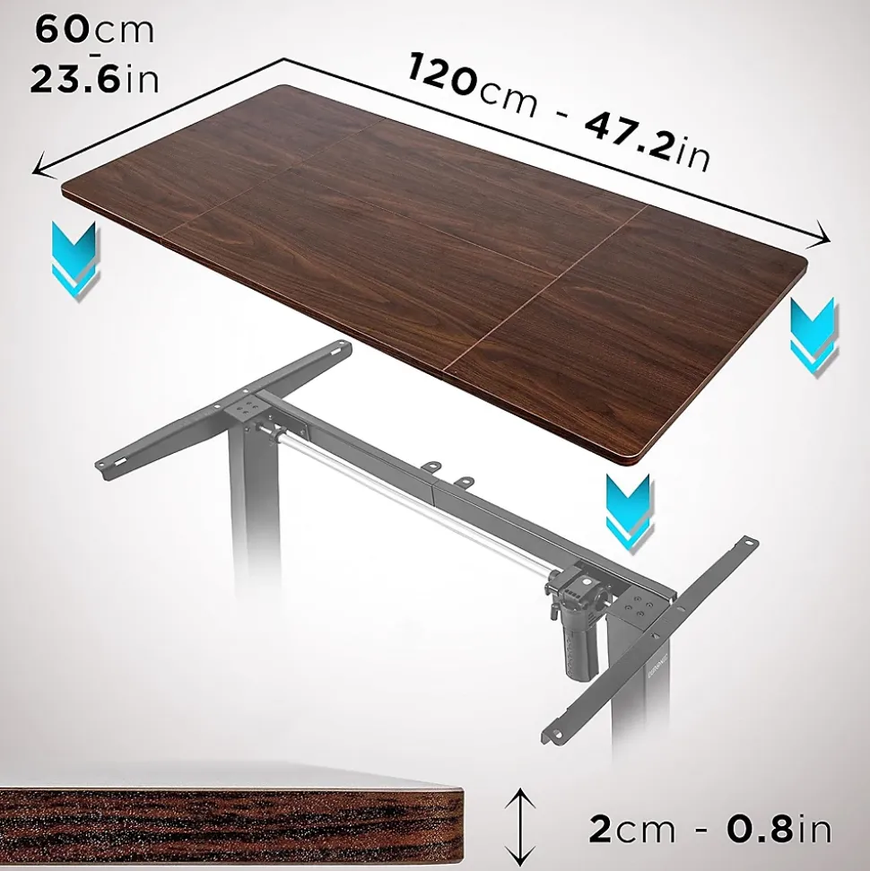 TT120 WT Plateau pour Bureau Assis Debout de 120 x 60 x 2 cm Compatible avec la plupart des Structures assis debout Duronic