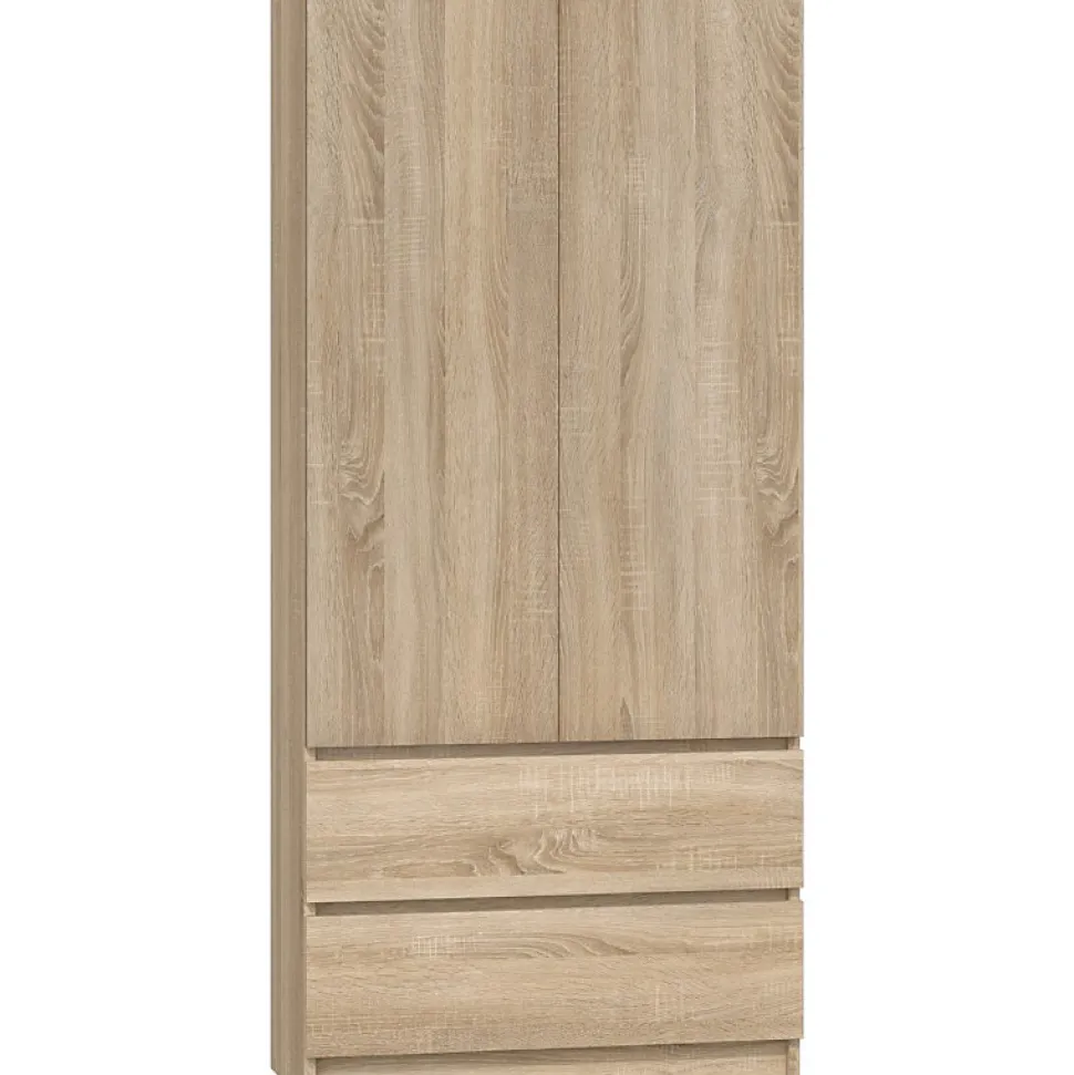 TURIN - Armoire style moderne chambre salon - Penderie multifonctions - 2 portes + tiroirs