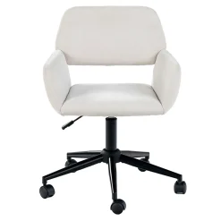 URBAN MEUBLE Chaise de bureau ergonomique en tissu beige Pivotante, hauteur réglable, avec accoudoirs et roulettes