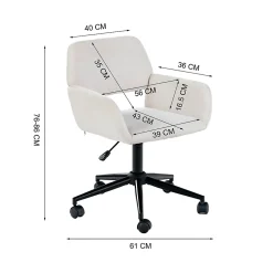 URBAN MEUBLE Chaise de bureau ergonomique en tissu beige Pivotante, hauteur réglable, avec accoudoirs et roulettes
