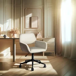 URBAN MEUBLE Chaise intérieure pivotante en tissu avec accoudoirs Hauteur réglable et design confortable Beige