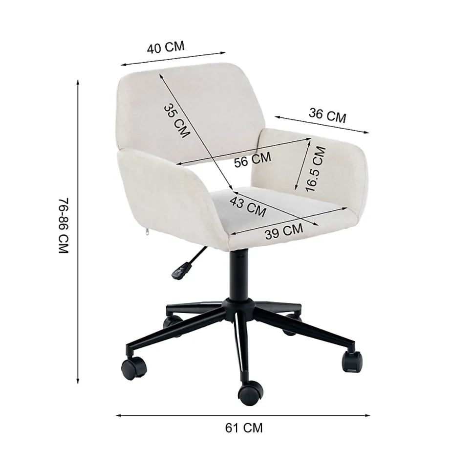 URBAN MEUBLE Chaise intérieure pivotante en tissu avec accoudoirs Hauteur réglable et design confortable Beige