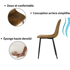 URBAN MEUBLE Ensemble table extensible noir effet bois 120-160 et 4 chaises style scandinave retro