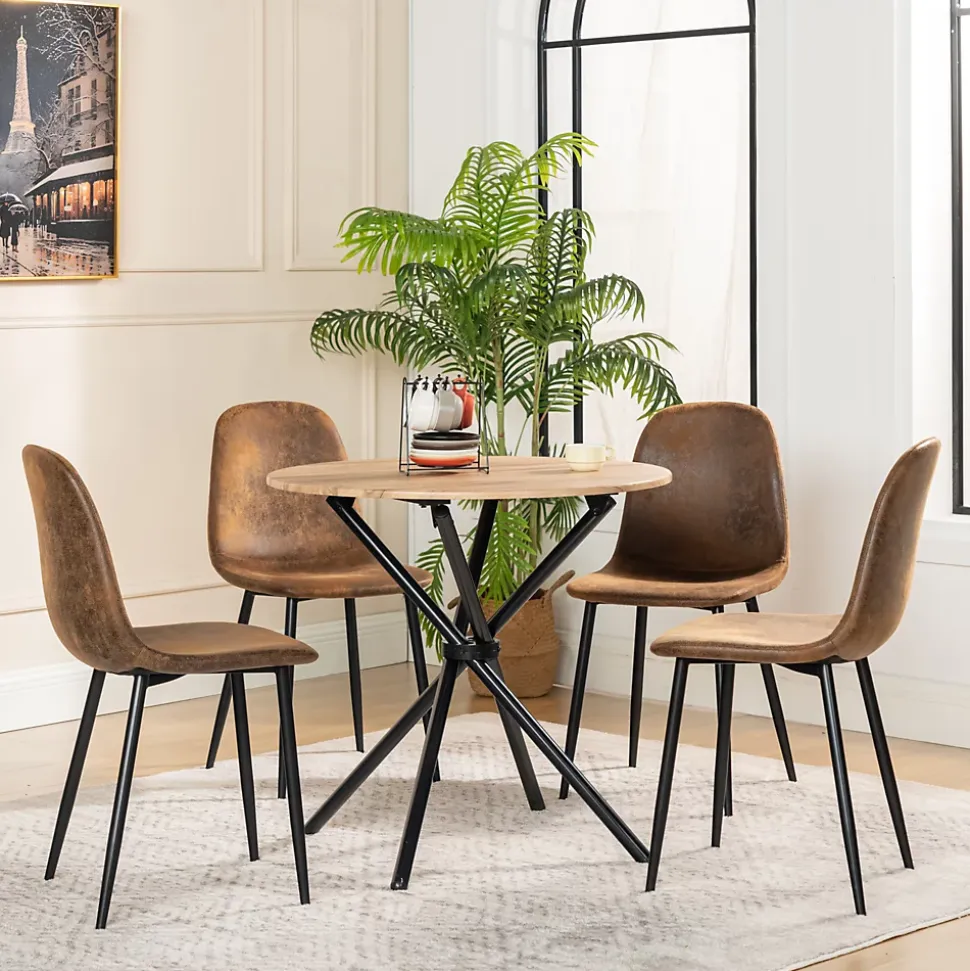 URBAN MEUBLE Ensemble table et 4 chaises de salle à manger style vintage rétro effet bois
