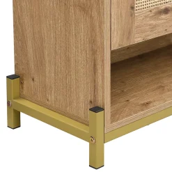 URBAN MEUBLE Meuble à chaussures effet bois et rotin MDF 4 portes battantes