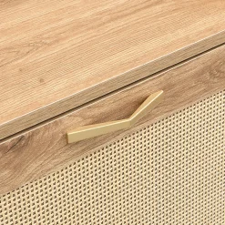 URBAN MEUBLE Meuble à chaussures effet bois et rotin MDF 4 portes battantes