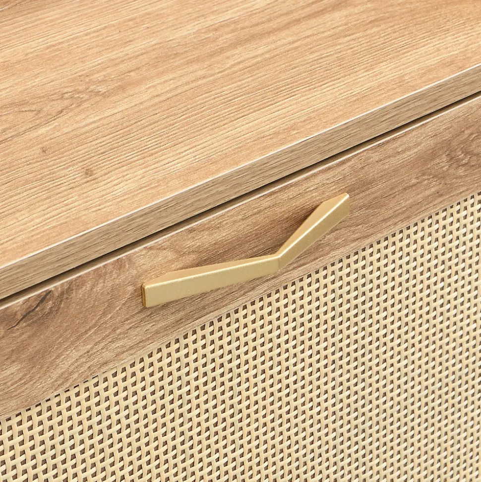 URBAN MEUBLE Meuble à chaussures effet bois et rotin MDF 4 portes battantes