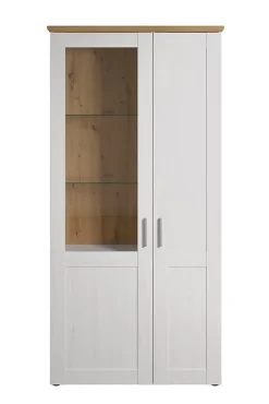 Vaisselier - Mélaminé chêne - Blanc - 95 - 194 - 38 cm