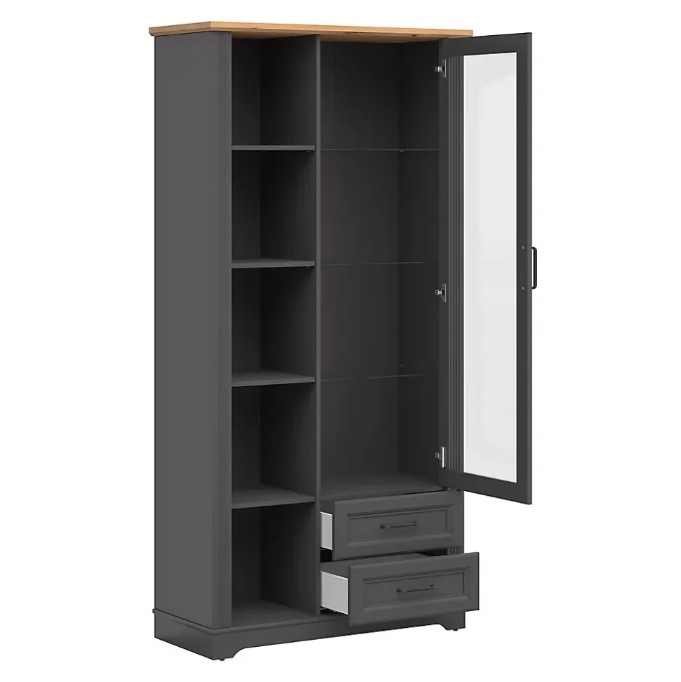 Vaisselier 1 porte 2 tiroirs Charlie Gris Anthracite