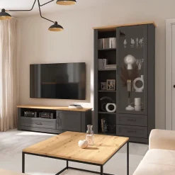 Vaisselier 1 porte 2 tiroirs Charlie Gris Anthracite