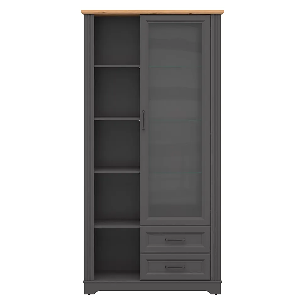 Vaisselier 1 porte 2 tiroirs Charlie Gris Anthracite