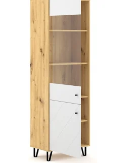 Vaisselier à porte réversible BILBAO coloris chêne et blanc mat 194,6 cm