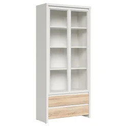 Vaisselier 2 portes 2 tiroirs Soren Blanc et Bois