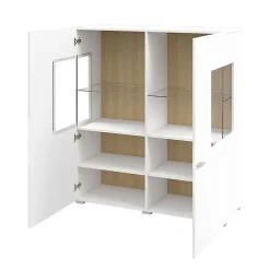 Vaisselier 2 portes Akram Blanc et Bois