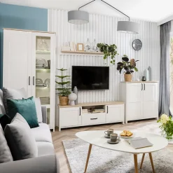 Vaisselier 2 portes Aksel Blanc et Bois