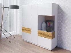 Vaisselier 3 portes Andrea Blanc et Bois