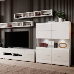 Vaisselier 2 portes avec LED Jules Blanc