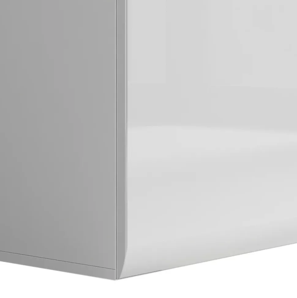 Vaisselier 2 portes avec LED Darrel Blanc laque et Bois
