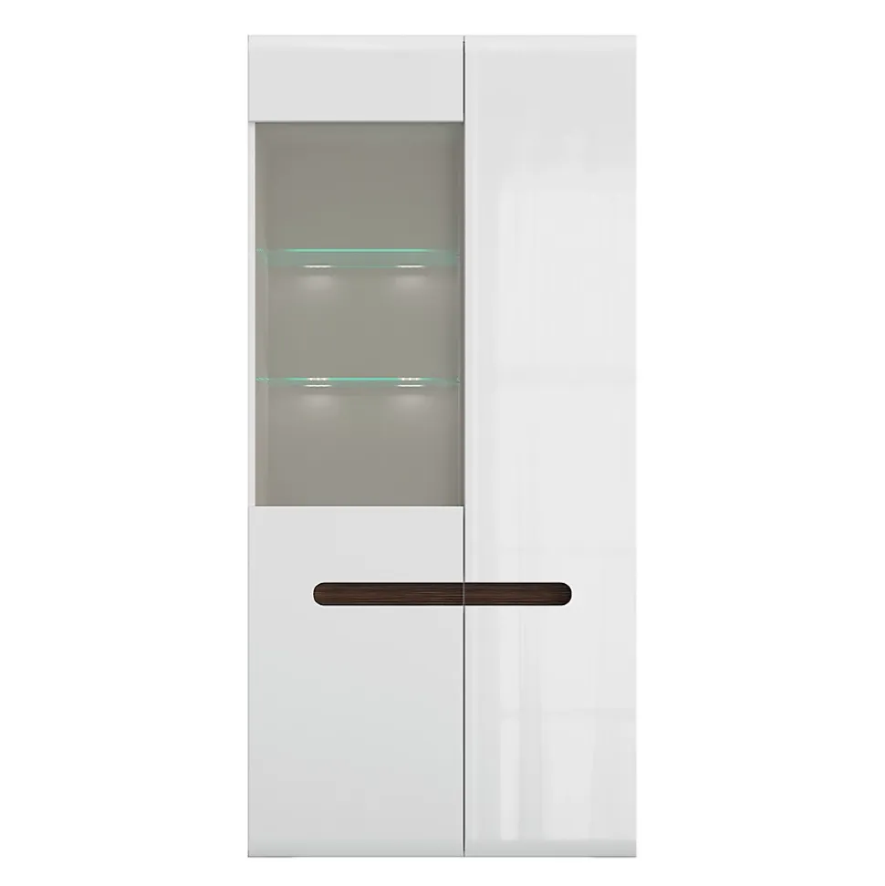 Vaisselier 2 portes avec LED Darrel Blanc laque et Bois