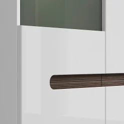 Vaisselier 2 portes avec LED Darrel Blanc laque et Bois