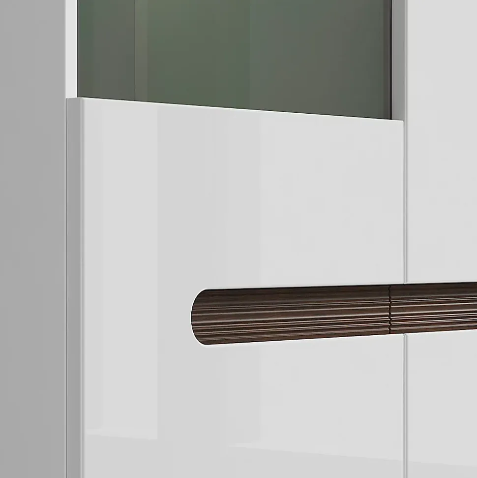 Vaisselier 2 portes avec LED Darrel Blanc laque et Bois