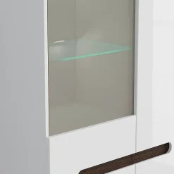 Vaisselier 2 portes avec LED Darrel Blanc laque et Bois