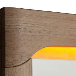 Vaisselier 2 portes droite LED inclus Teo Blanc et Bois