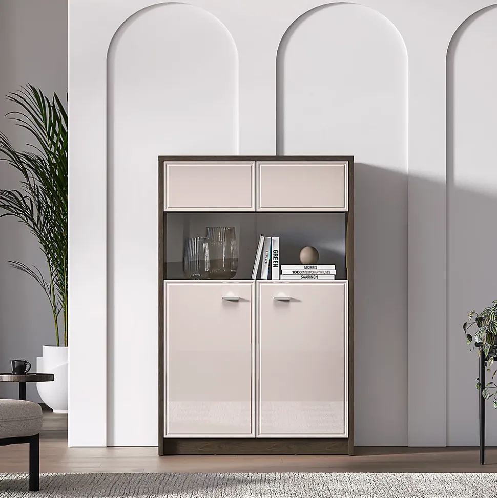 Vaisselier 2 portes Kaius Cachemire et Bois fonce