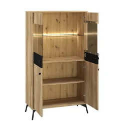 Vaisselier 4 portes LED Elara Bois et Noir