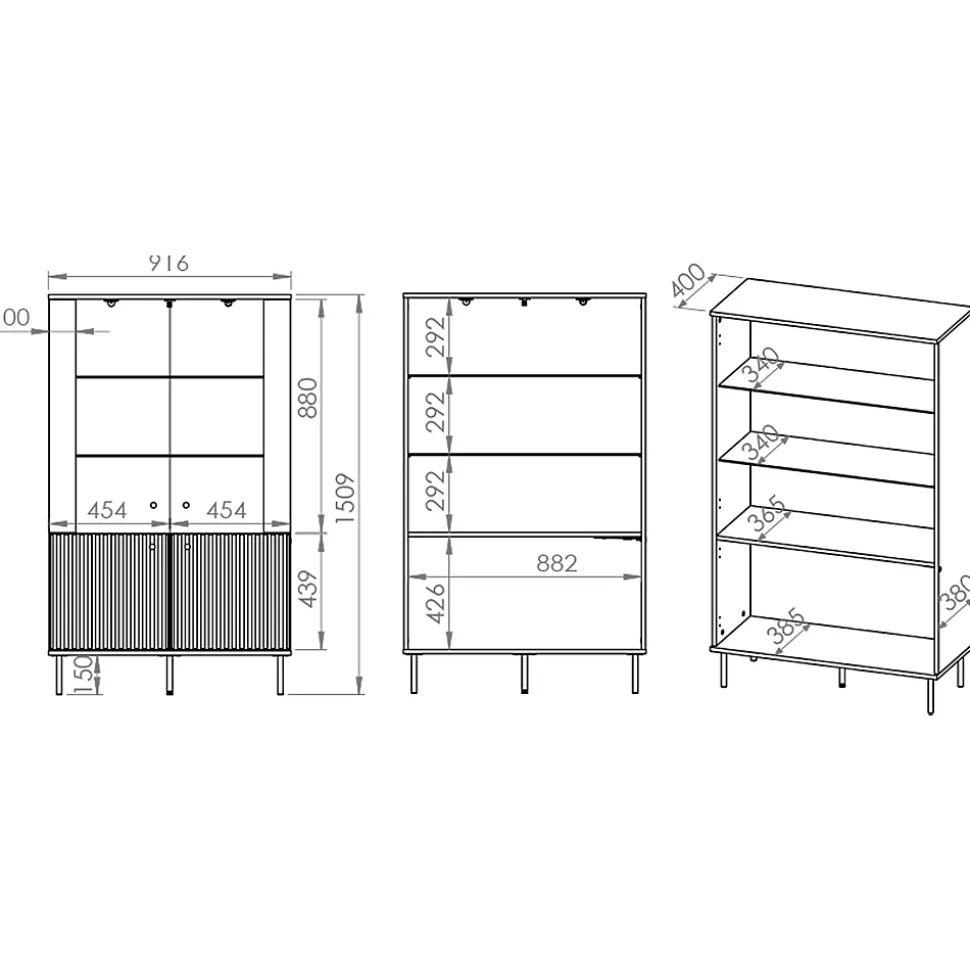 Vaisselier 4 portes LED Nova Cachemire