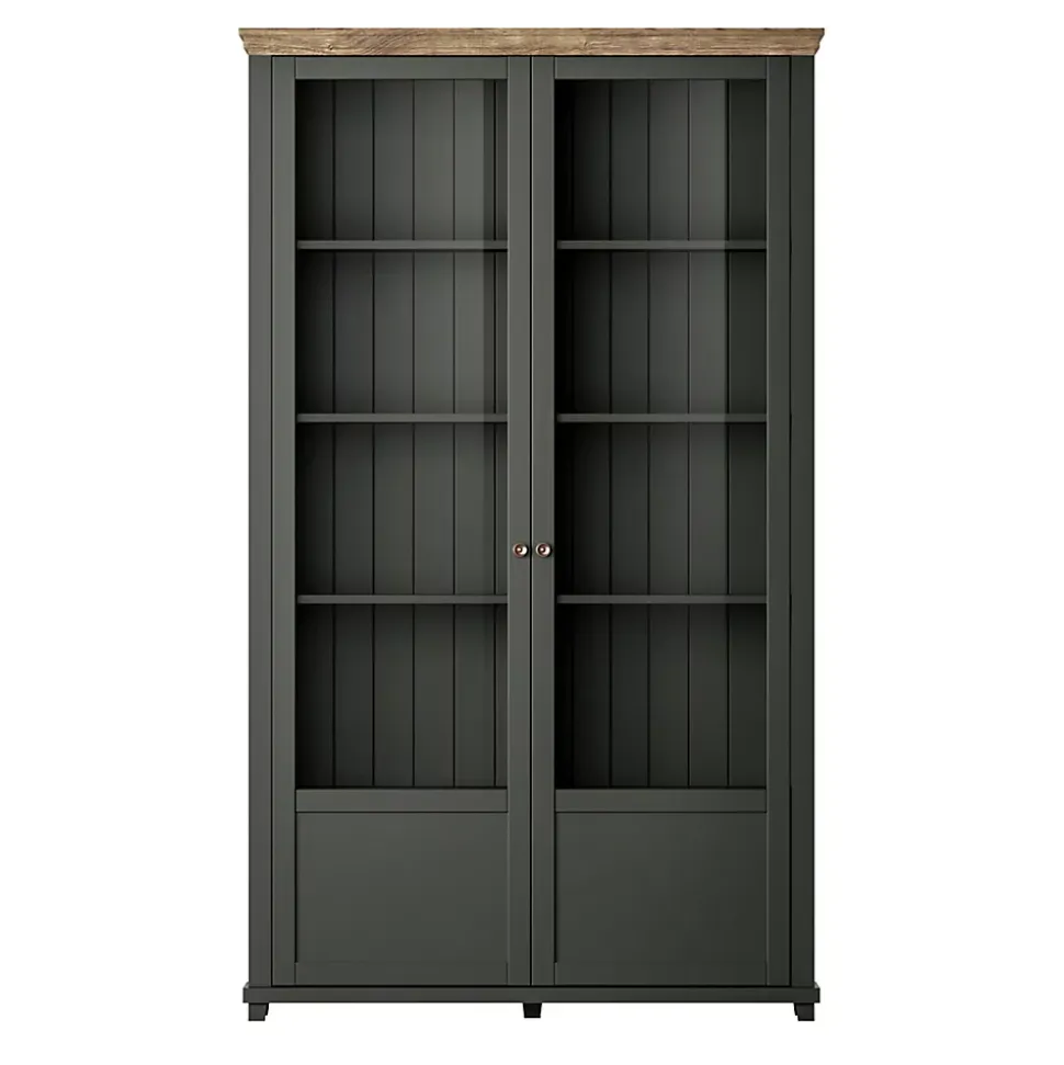 Vaisselier 2 portes Martin Vert et Bois