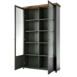 Vaisselier 2 portes Martin Vert et Bois