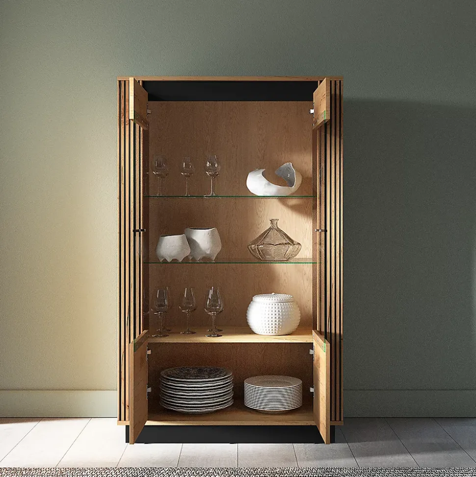 Vaisselier 2 portes Solal Bois et Noir