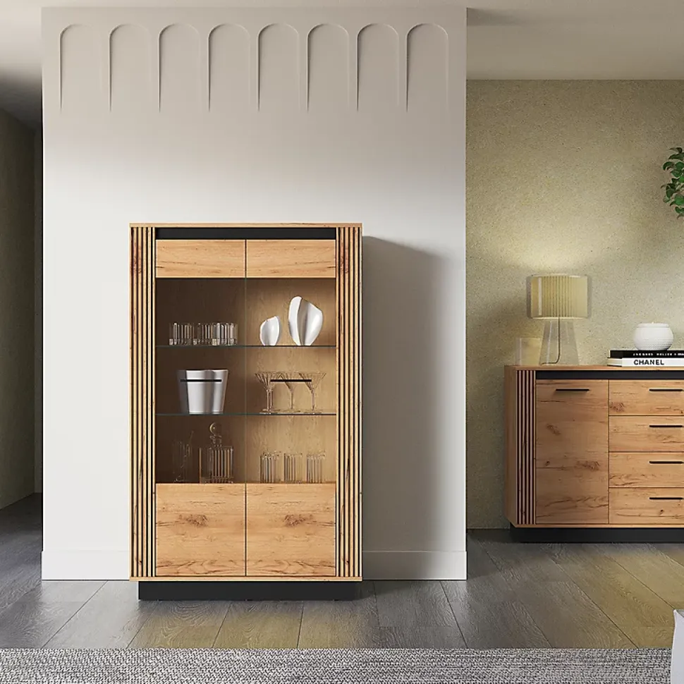 Vaisselier 2 portes Solal Bois et Noir