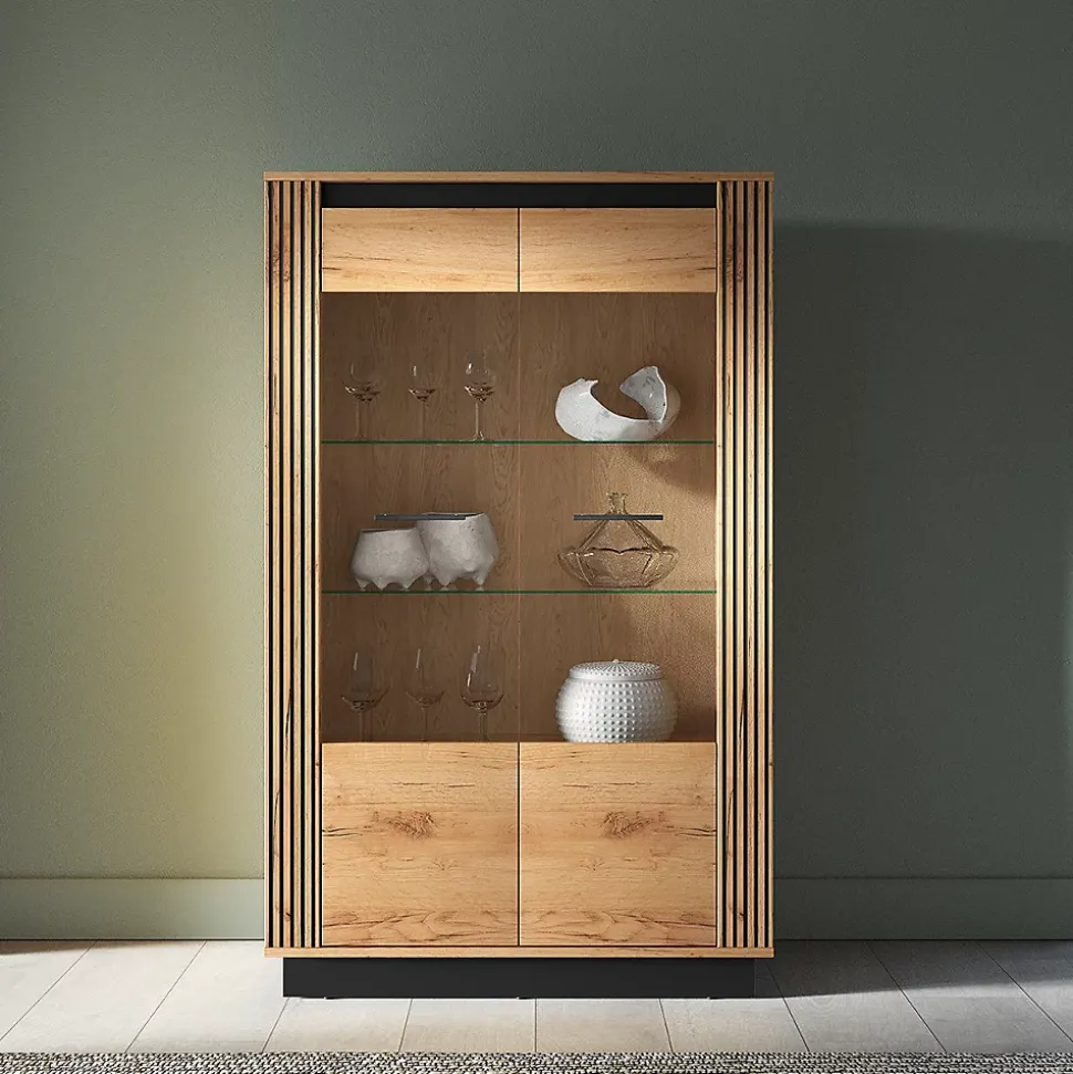 Vaisselier 2 portes Solal Bois et Noir