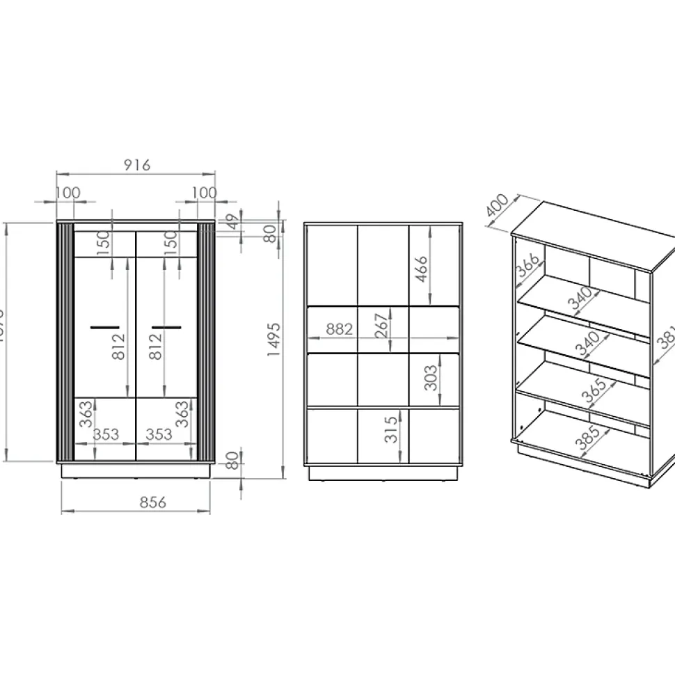 Vaisselier 2 portes Solal Bois et Noir