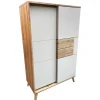 Vaisselier 2 Portes 87x137 Cm En Bois Clair Design Intemporel Blanc