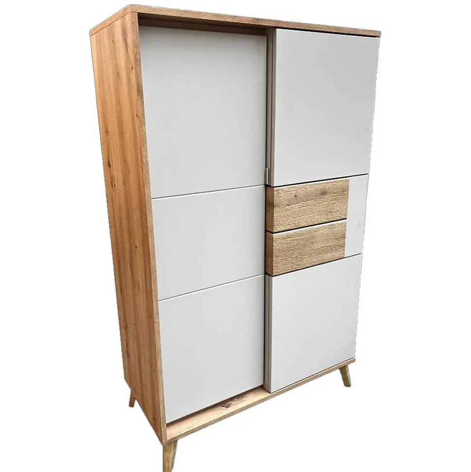 Vaisselier 2 Portes 87x137 Cm En Bois Clair Design Intemporel Blanc