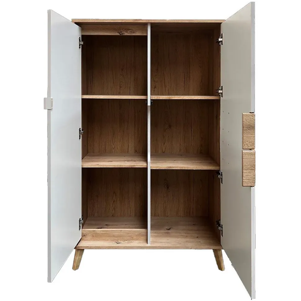 Vaisselier 2 Portes 87x137 Cm En Bois Clair Design Intemporel Blanc
