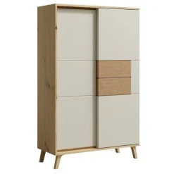 Vaisselier 2 Portes 87x137 Cm En Bois Clair Design Intemporel Blanc