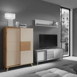 Vaisselier 2 Portes 87x137 Cm En Bois Clair Design Intemporel Blanc