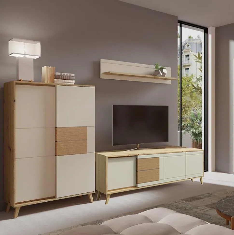 Vaisselier 2 Portes 87x137 Cm En Bois Clair Design Intemporel Blanc