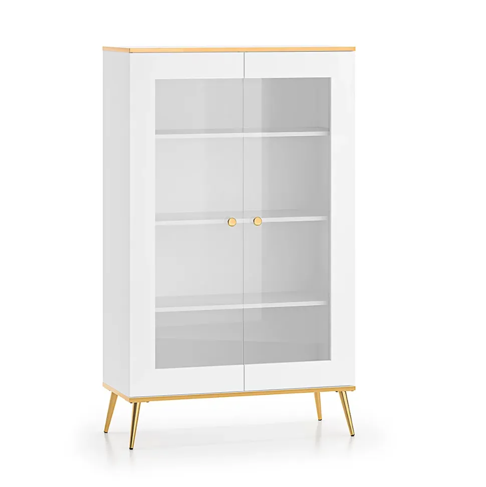 Vaisselier 2 portes Zora Blanc et Dore
