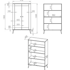 Vaisselier 2 portes Zora Blanc et Dore