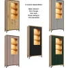 Vaisselier 5 étages En Bois Vitrine Avec Led 89x196 Cm Design Contemporain Bois Naturel