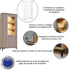 Vaisselier 5 étages En Bois Vitrine Avec Led 89x196 Cm Design Contemporain Rose Antique