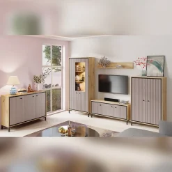 Vaisselier 5 étages En Bois Vitrine Avec Led 89x196 Cm Design Contemporain Rose Antique