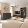 Vaisselier bas 3 portes 2 tiroirs Charlie Gris Anthracite