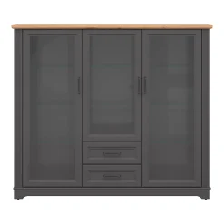 Vaisselier bas 3 portes 2 tiroirs Charlie Gris Anthracite